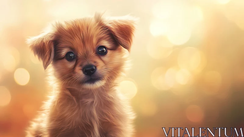 Sunlit puppy gaze wrapped in golden, dreamy autumn shimmer.