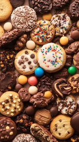 Gourmet assorted cookies with colorful icing and chocolate