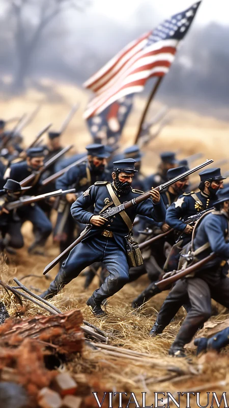 Civil War infantry charge rendered as dynamic digital tableau