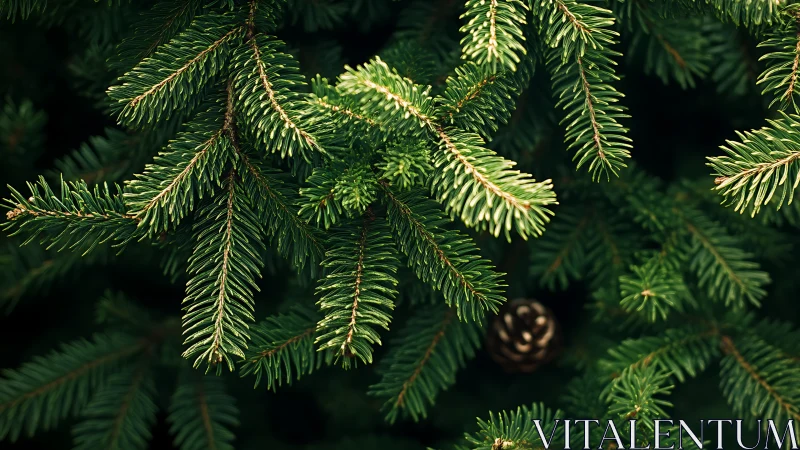 Evergreen branches reach outward in a calm forest embrace