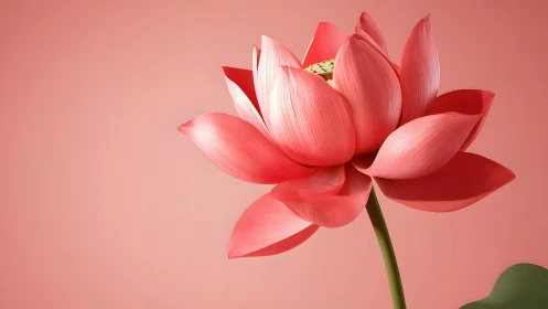 Elegant Pink Lotus Flower on Soft Gradient Background, Digital Art.