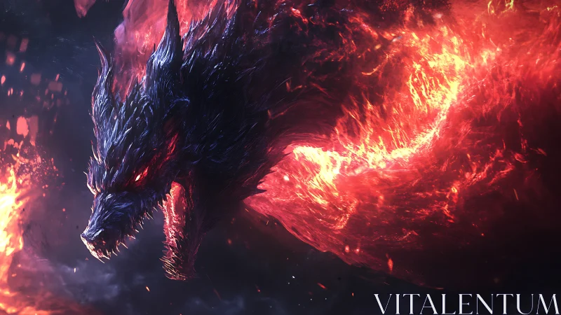 Emberclaw spirit wolf racing through swirling cosmic fire.