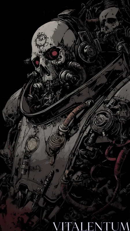 Cybernetic skull warlord in biomechanical exosuit armor.