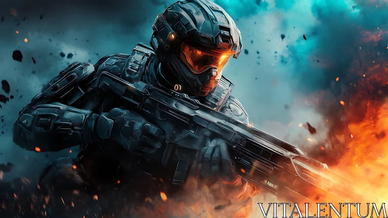 Stormwalking space trooper dives through fire and chaos.