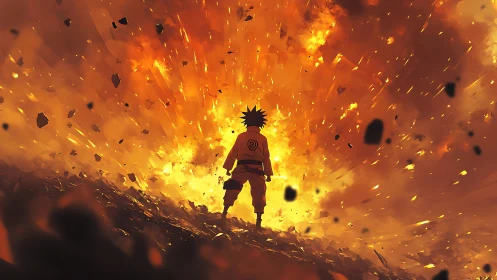 Flame crowned wanderer walks straight into the roaring blast