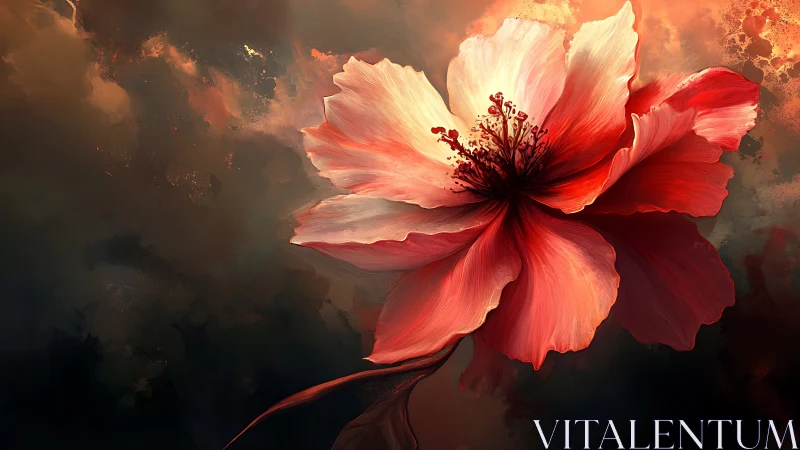 Glowing red blossom drifting gently through dusk skies.