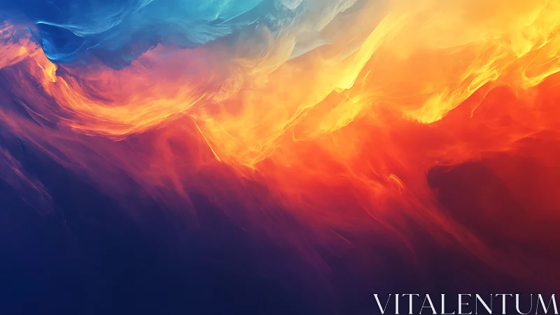 Flowing Fire and Ice: Crimson Flames Meet Cool Blue Skies.