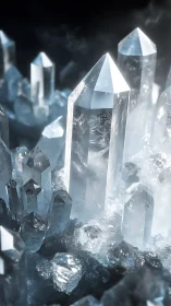 Vertical crystal cluster exhibits clear prismatic formations