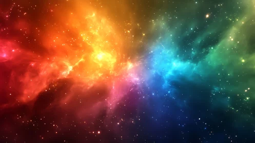 Vibrant multicolor nebula glows across deep star field