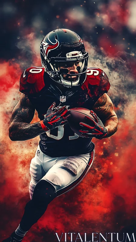 Dynamic football runner in dramatic photorealistic composite.