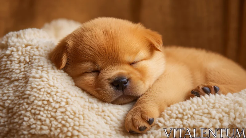 Velvety puppy dreams curled in a cloud of creamy fleece.