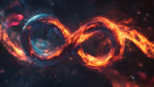 3D infinity loop of fire and plasma with cosmic turbulence.