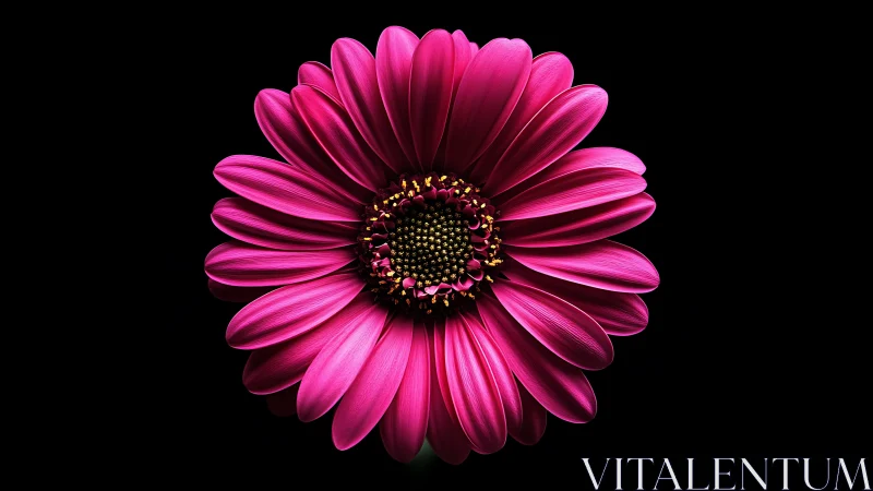 Radiant Pink Gerbera Daisy Blooming Against Black