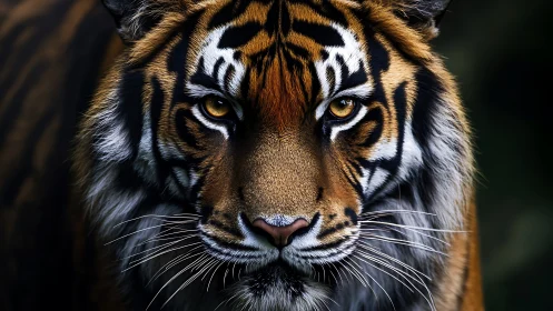 Tiger stares down the lens with firebright, unwavering focus