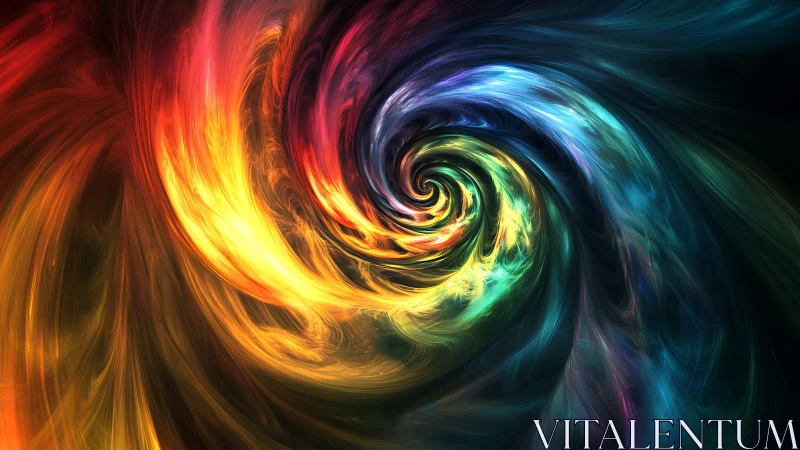 Radiant multicolor energy vortex swirls through dark space