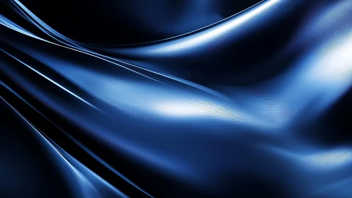 Flowing Blue Satin Fabric Abstract Background with Glossy Finish.
