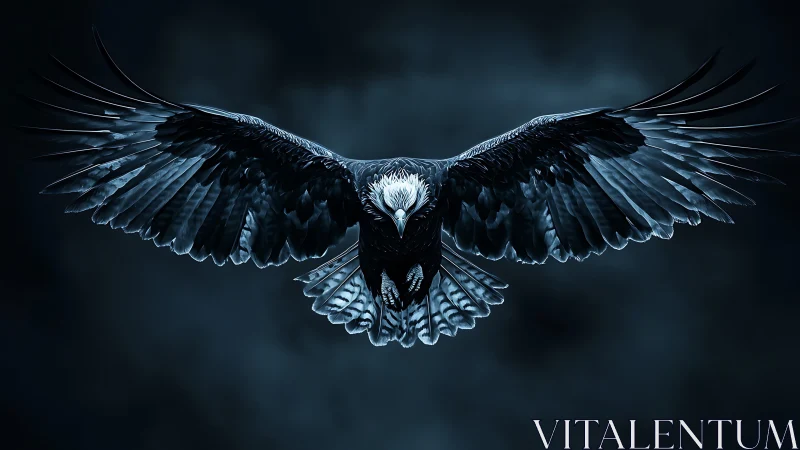 Midnight storm eagle carves luminous wings across void