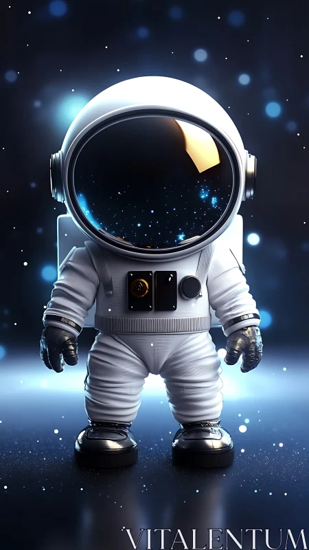 Gentle little astronaut poised for starlit adventure.