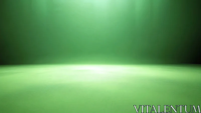 Emerald horizon breathes quiet light across a slick floor