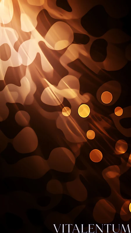 Abstract brown bokeh pattern with soft light streaks.