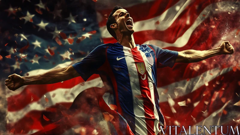 Roaring striker ignites a storm of flags and fractured light