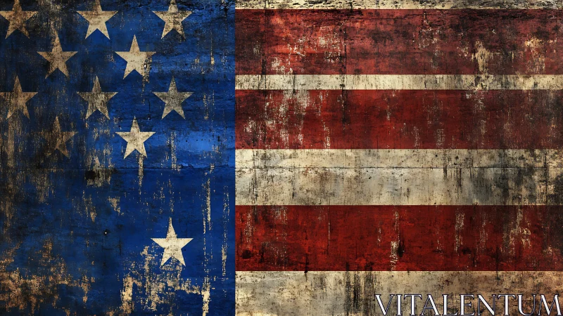 Weathered American flag expresses resilience through decay