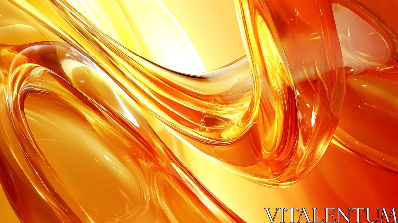 Vivid Abstract Orange and Yellow Glass Swirl Digital Artwork.