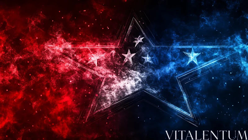 Glowing red and blue cosmic star bursts with bright nebula