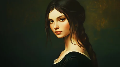 Calm portrait of young woman in classical digital style.