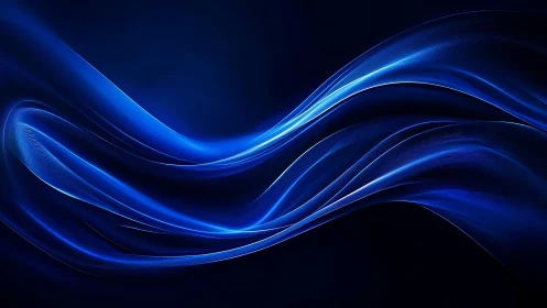 Luminous blue energy waves flow across a deep digital void.