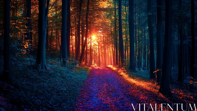 Luminous Path Through Twilight Forest Magic.