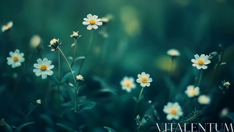 Daisy Dreams in Emerald Blur: Wildflower Sanctuary.