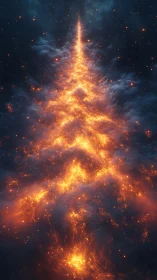 Cosmic Fire Phoenix Rising Through Stars