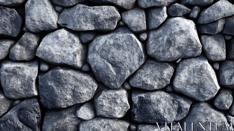 Rugged stone wall shows sturdy stacked rocks in cool light