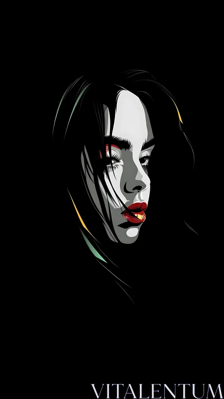 Vector-shadow portrait with high-contrast facial chromatics.