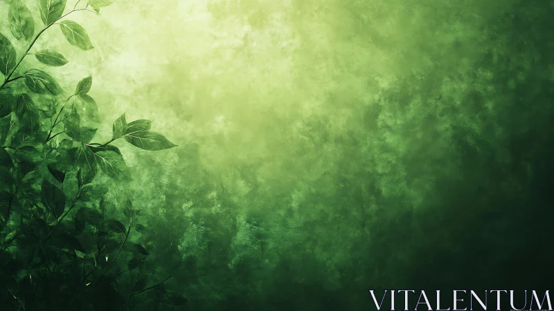 Leafy plant silhouette against diffuse green backdrop.