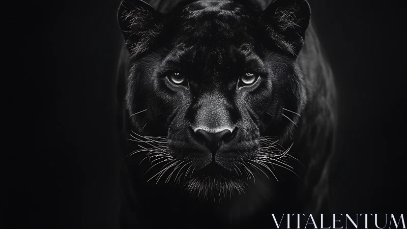 Black Panther Portrait with Piercing Gaze.