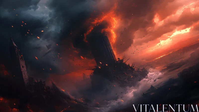 Apocalyptic Landscape Where Fire Meets Sky. A Stunning Vision.