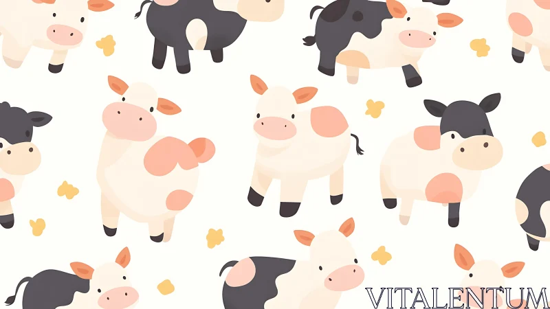 Plump pastel cows prance across a milky minimalist meadow