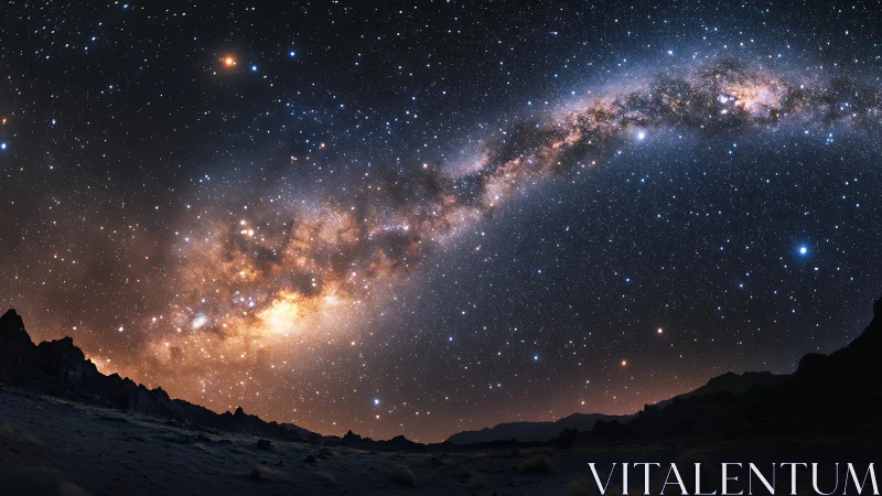 Milky Way galactic core arch captured in ultra-wide night panorama