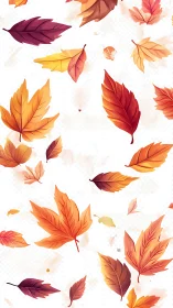 Vector-mapped autumn foliage array on transparent white field.
