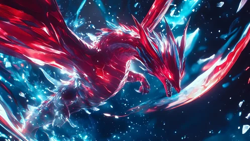 Crystalline plasma dragon in dynamic aerothermal motion field.