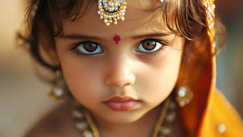 Young Girl's Gentle Spirit Captured in Warm Light.