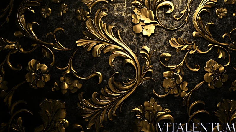 Golden floral swirls warming a rich dark textured backdrop.