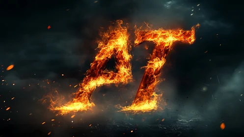 Burning Number 27 Against Dark Sky.