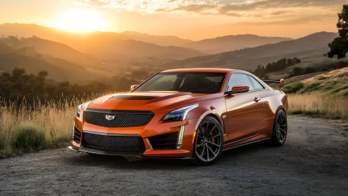 Sunset drive welcomes a bold orange sports coupe to shine