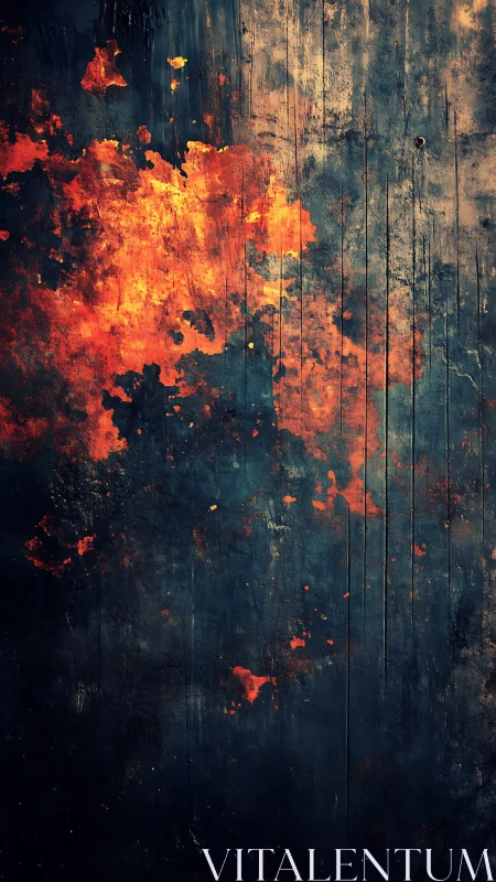Fire Erupts Across Weathered Wooden Surface