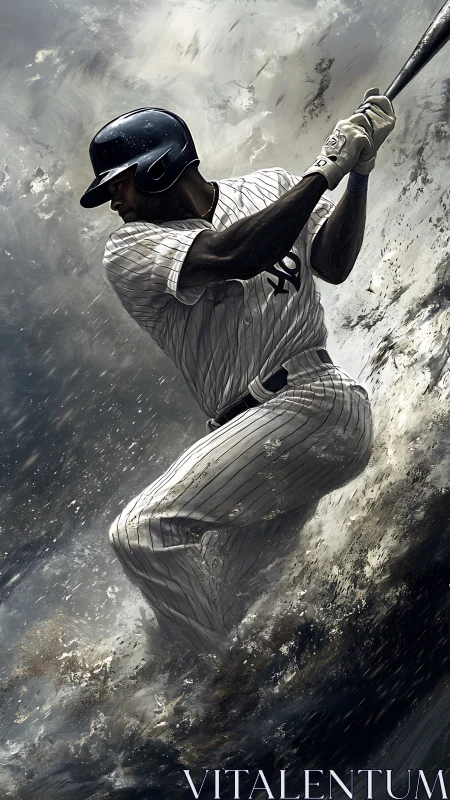 Storm-swept slugger winding up for a tidal wave swing.
