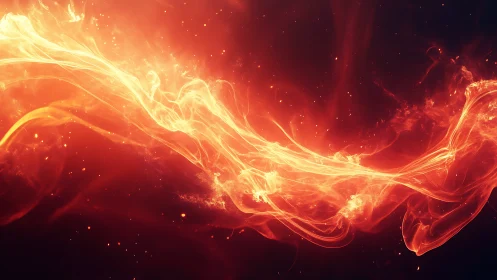 Flowing Plasma Fire Energy Wave in Orange Red.