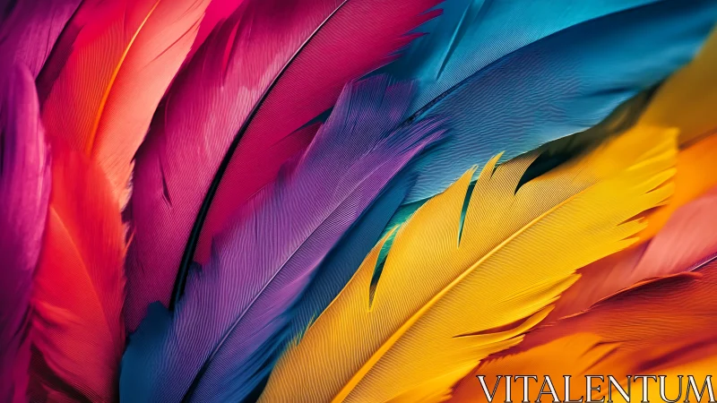 Multicolored bird feathers in close abstract arrangement.